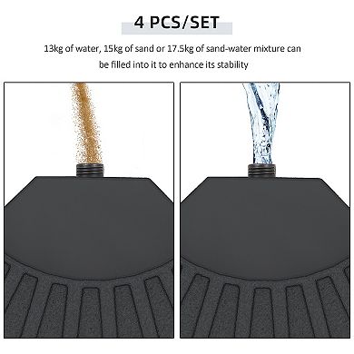 Outsunny Patio Umbrella Base, 4 Pieces Outdoor Umbrella Weights,