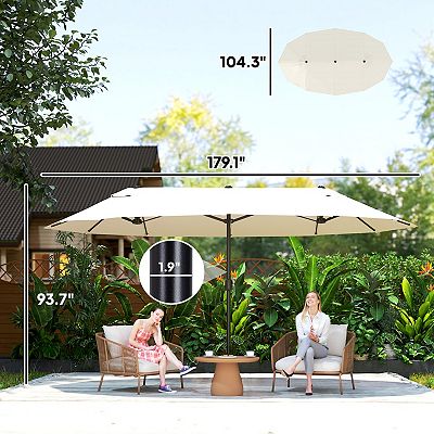 extendable patio table with umbrella hole Pellebant 82.7-Inch Outdoor Dining Table, All-Aluminum Patio Table with Umbrella Hole
