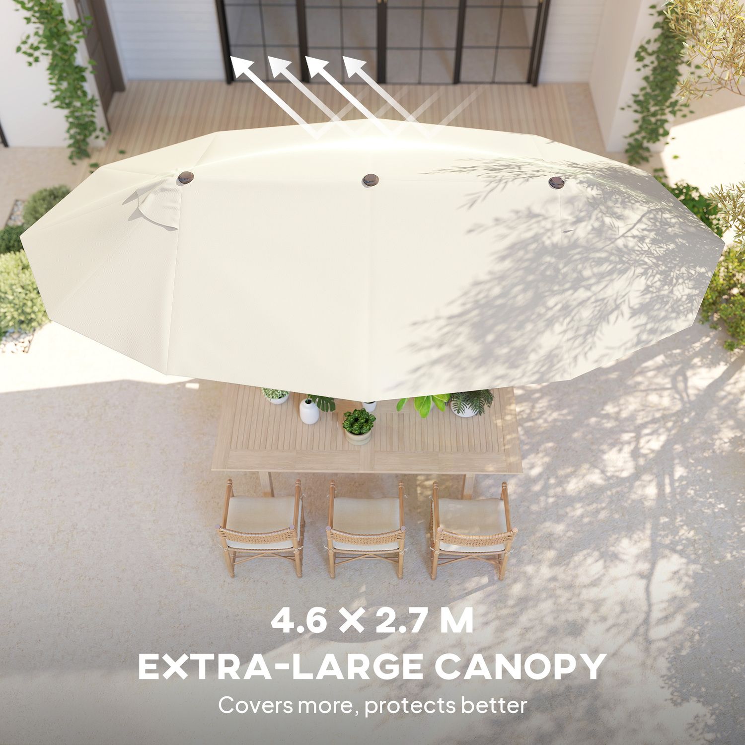 Outsunny 15ft Double-Sided Patio Umbrella - Extra Large Twin Canopy With Crank