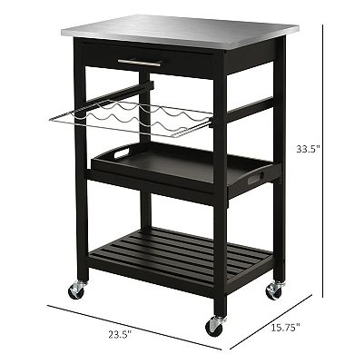 Room Essential Portable Stainless Steel Top Kitchen Cart W/ Storage Drawer