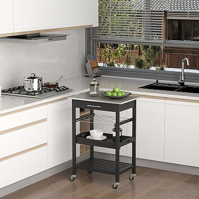 Room Essential Portable Stainless Steel Top Kitchen Cart W/ Storage Drawer