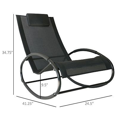 Outdoor Patio Rocker Chair W/ Removeable Pillow & Safety Stoppers Porch Black