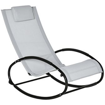 Outdoor Patio Rocker Chair W/ Removeable Pillow & Safety Stoppers Porch Black