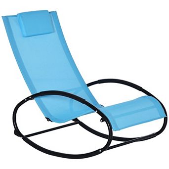 Outdoor Patio Rocker Chair W/ Removeable Pillow & Safety Stoppers Porch Black