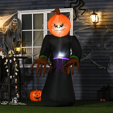 Homcom 7' Halloween Inflatable Decoration Reaper Ghost Pumpkin