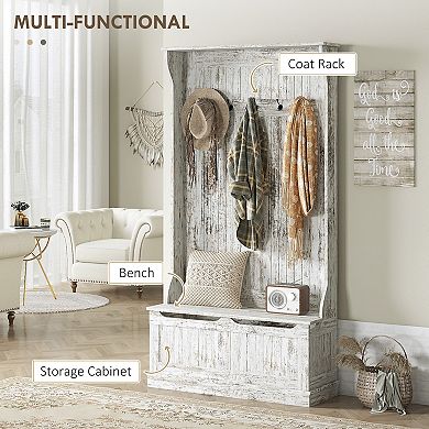 HOMCOM 3-In-1 Hall Tree Storage Bench and Coat Rack