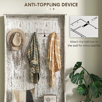 HOMCOM 3-In-1 Hall Tree Storage Bench and Coat Rack