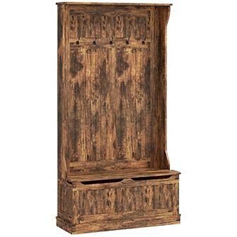 HOMCOM 3-In-1 Hall Tree Storage Bench and Coat Rack