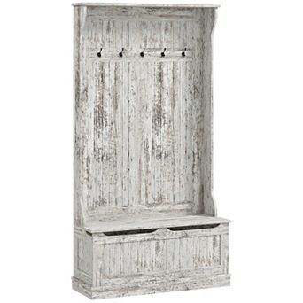 HOMCOM 3-In-1 Hall Tree Storage Bench and Coat Rack