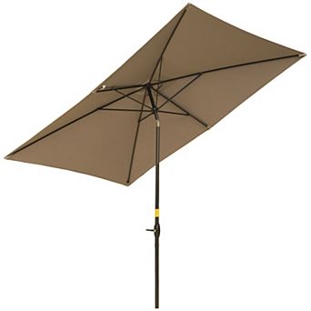 6.6' X 10' Rectangular Market Umbrella For Patio Outdoor Table W/ Crank, Teal