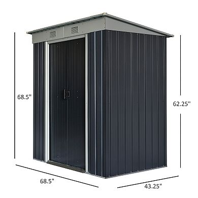Outsunny 7' x 4' Backyard Garden Tool Storage Shed with Dual Locking Doors 2 Air Vents and Strong Steel Construction
