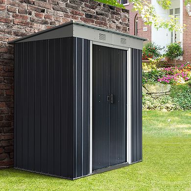 Outsunny 7' x 4' Backyard Garden Tool Storage Shed with Dual Locking Doors 2 Air Vents and Strong Steel Construction