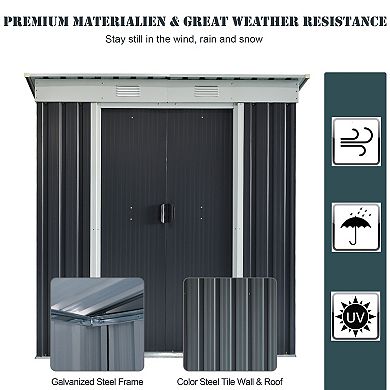 Outsunny 7' x 4' Backyard Garden Tool Storage Shed with Dual Locking Doors 2 Air Vents and Strong Steel Construction