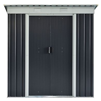 Outsunny 7' x 4'  Backyard Garden Tool Storage Shed with Dual Locking Doors 2 Air Vents and Strong Steel Construction