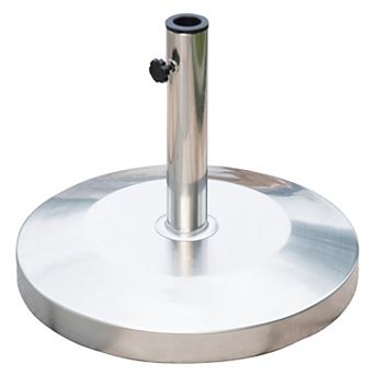 Outsunny 19" Round Stainless Steel Umbrella Base Stand Holder - Silver