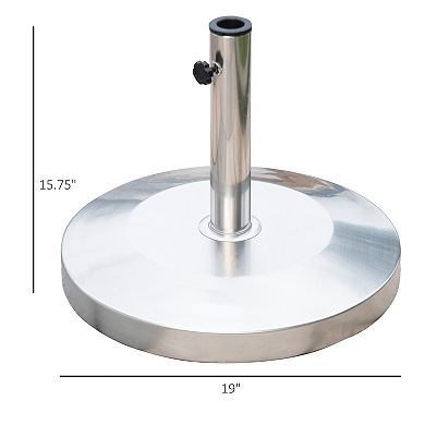 Outsunny 19" Round Stainless Steel Umbrella Base Stand Holder - Silver