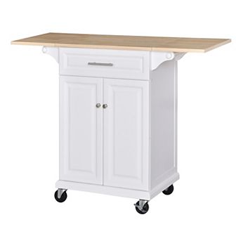 Kitchen Island Cart On Wheels With Extended Counter Drawer Cabinet Towel Racks