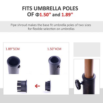 Outsunny 26 lb Round Cast Stone Umbrella Base Holder w/ Decoration Pattern
