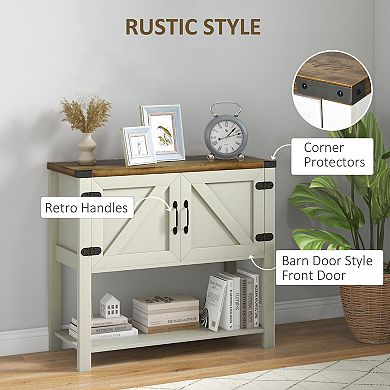 HOMCOM Wood 2-Door Free Standing Storage Hutch Cabinet with Bottom Shelf