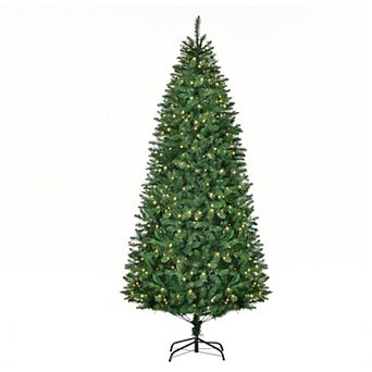 HOMCOM 7 ft Tall Pre lit Pine Artificial Christmas Tree with Realistic Branches 450 Warm White LED Lights and 1146 Tips