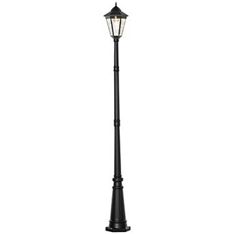 8' Outdoor Solar Light Post, All Weather, Motion Activated Sensor Lamp, Black