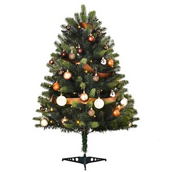 HOMCOM 3 ft Tall Lit Full Fir Artificial Christmas Tree with Realistic Branches 60 LED and 227 Tips Green