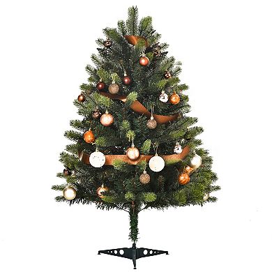 HOMCOM 3 ft Tall Lit Full Fir Artificial Christmas Tree with Realistic Branches 60 LED and 227 Tips Green