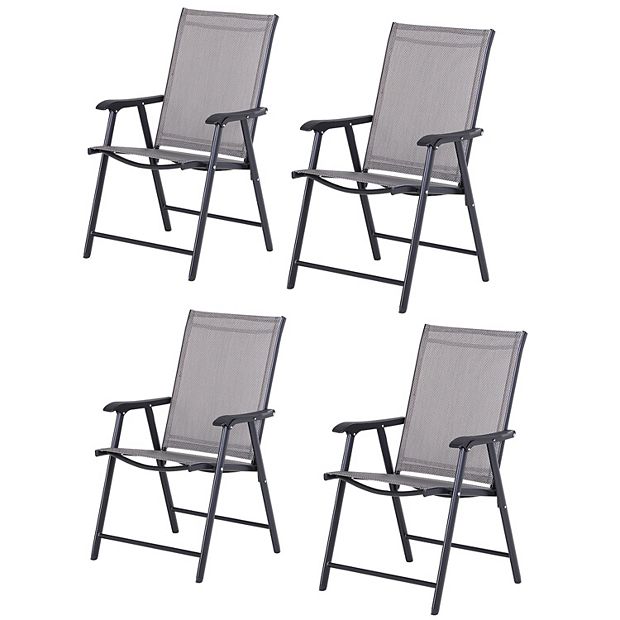 Outsunny Folding Outdoor Patio Chairs Set of 2 Stackable Portable