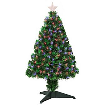 Pre-lit 32" Rgb Color Changing Fiber Optic Artificial Tabletop Christmas Tree