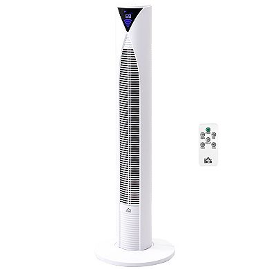 Standing Oscillating Cooling Tower Fan W/3 Speeds, 4 Modes, Timer, Remote, White