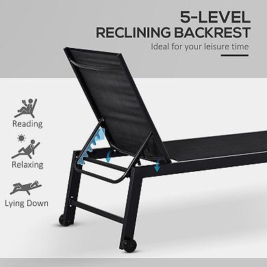 Outsunny Patio Chaise Lounge Chair with 5-Position Backrest