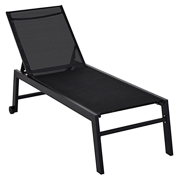 Outsunny Patio Garden Sun Chaise Lounge Chair with 5 Position