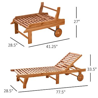 Wood Outdoor Folding Chaise Lounge Chair Beach Poolside Recliner Sunbed Wooden