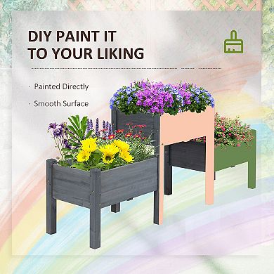 Outsunny 73" x 18" x 32" 3 Tier Raised Garden Bed w/ Three Elevated Planter Box, Freestanding Wooden Plant Stand for Vegetables, Herb and Flowers, Grey