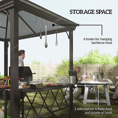 Outsunny 8.3ft Outdoor Double-tier Grill Canopy BBQ Gazebo with 2 Shelves