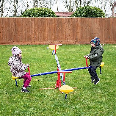 Outsunny 4-Seat Teeter-Totter for Group Play, Kids Seesaw Playset Outdoor Activity Playground Equipment