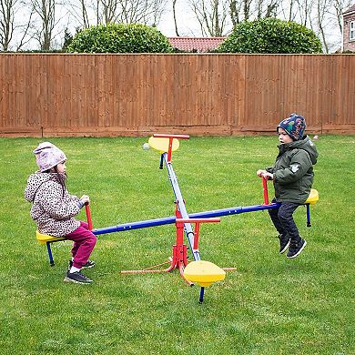 Outsunny Teeter Totter 4 Seat Outdoor Seesaw for Backyard Multiple Kids Playground Equipment Active Play