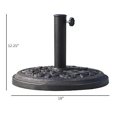 18" Round Decorative Cast Stone Umbrella Holder Base, 20 Lbs, Universal Coupler
