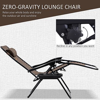 Zero Gravity Lounger Chair Folding Reclining Patio Chair W/ Side Table, Blue