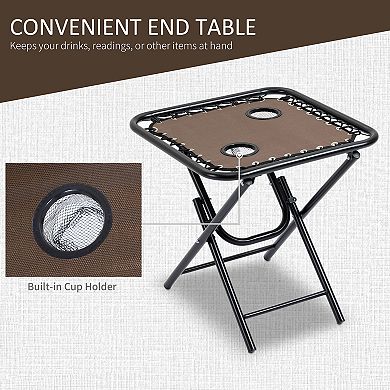 Zero Gravity Lounger Chair Folding Reclining Patio Chair W/ Side Table, Brown