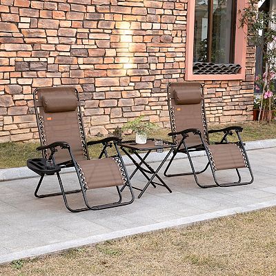 Zero Gravity Lounger Chair Folding Reclining Patio Chair W/ Side
