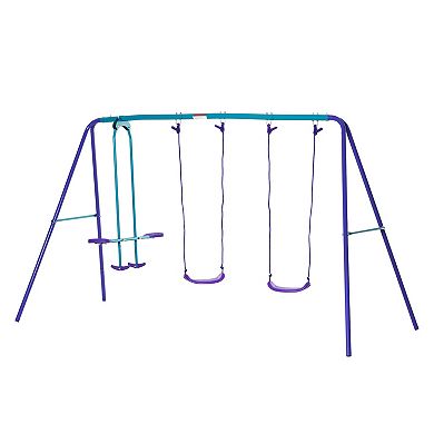 Children's Playground Set, Adjustable Ropes With Metal Frame For Stability