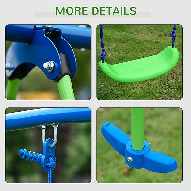 Outsunny Swing Set with Glider Two Swing Seats and Adjustable Height Outdoor Sturdy A Frame Suitable for Playground Backyard Purple