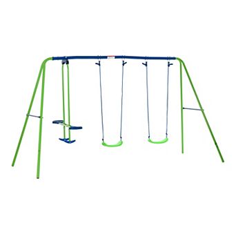 Children's Playground Set, Adjustable Ropes With Metal Frame For Stability