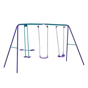 Children's Playground Set, Adjustable Ropes With Metal Frame For Stability