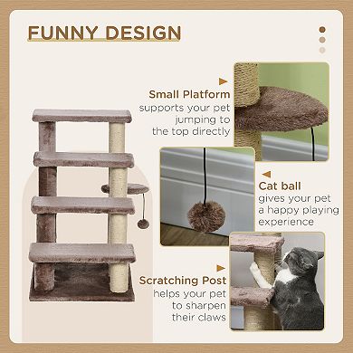 PawHut 4 Levels Cat Steps with Scratching Posts for High Bed, Sofa