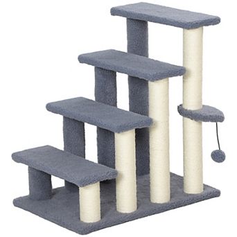 PawHut 4 Levels Cat Steps with Scratching Posts for High Bed, Sofa