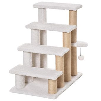 PawHut 4 Levels Cat Steps with Scratching Posts for High Bed, Sofa