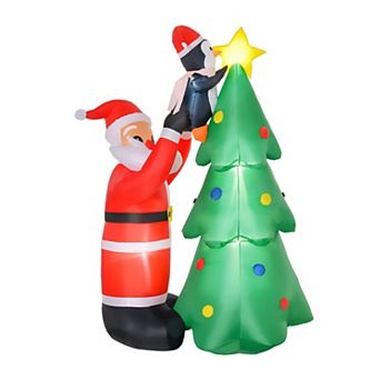 6' Outdoor Inflatable Garden Xmas Santa Claus Decoration W/ Tree & Led Lights