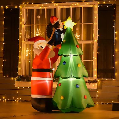 6' Outdoor Inflatable Garden Xmas Santa Claus Decoration W/ Tree & Led Lights